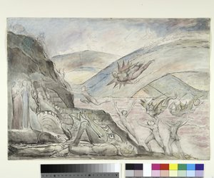 Demonios atormentando a los seductores de Malebolge, ilustración de la Divina Comedia de Dante Alighieri, 1824-27 de William Blake